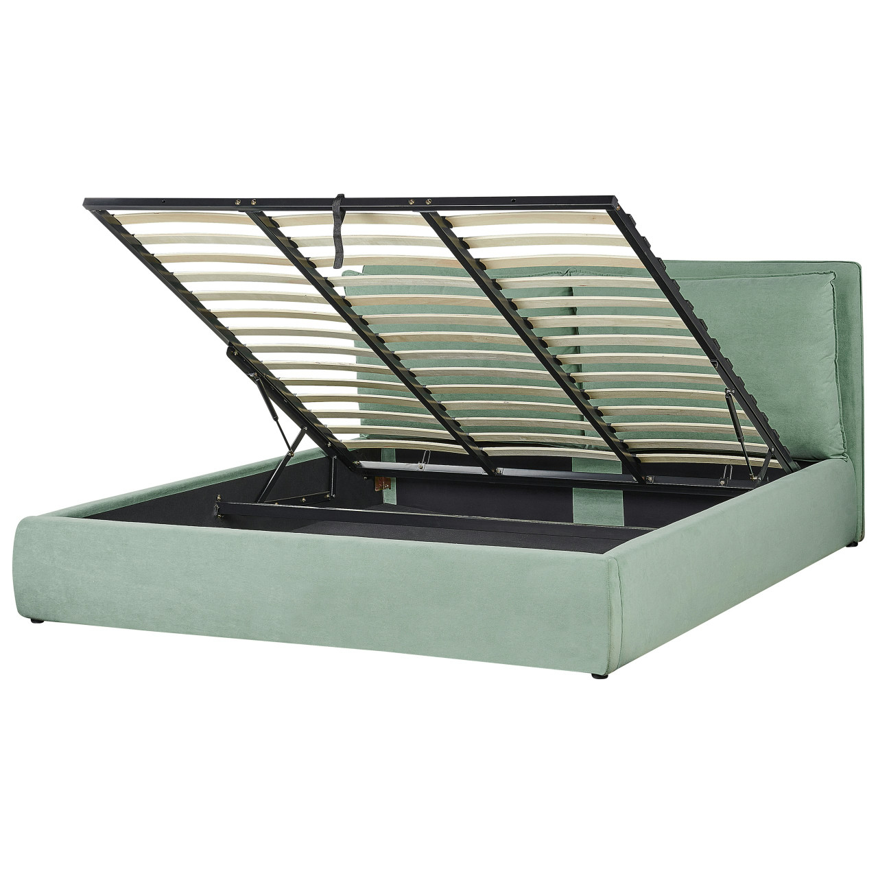 Estructura de cama Bajonna en terciopelo con almacenamiento elevable