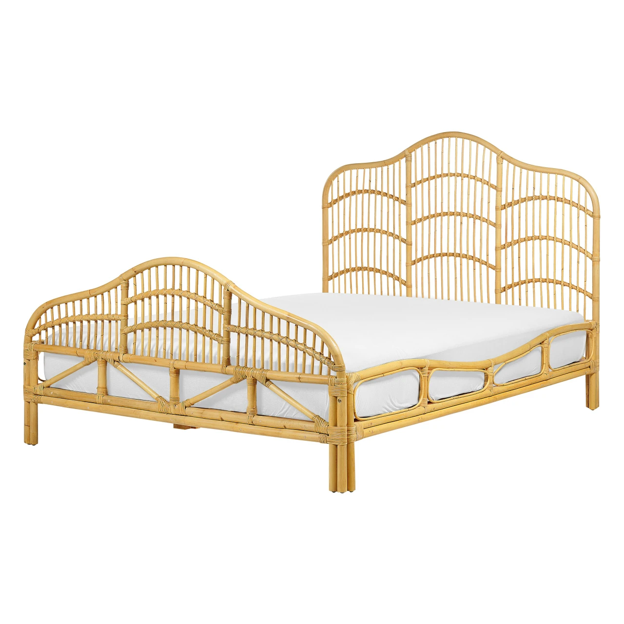 Cama Domeyrot matrimonio ratán con armazón de caoba