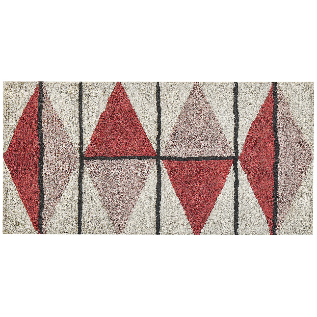 Alfombra Purnia de Algodón con Patrón Geométrico Multicolor