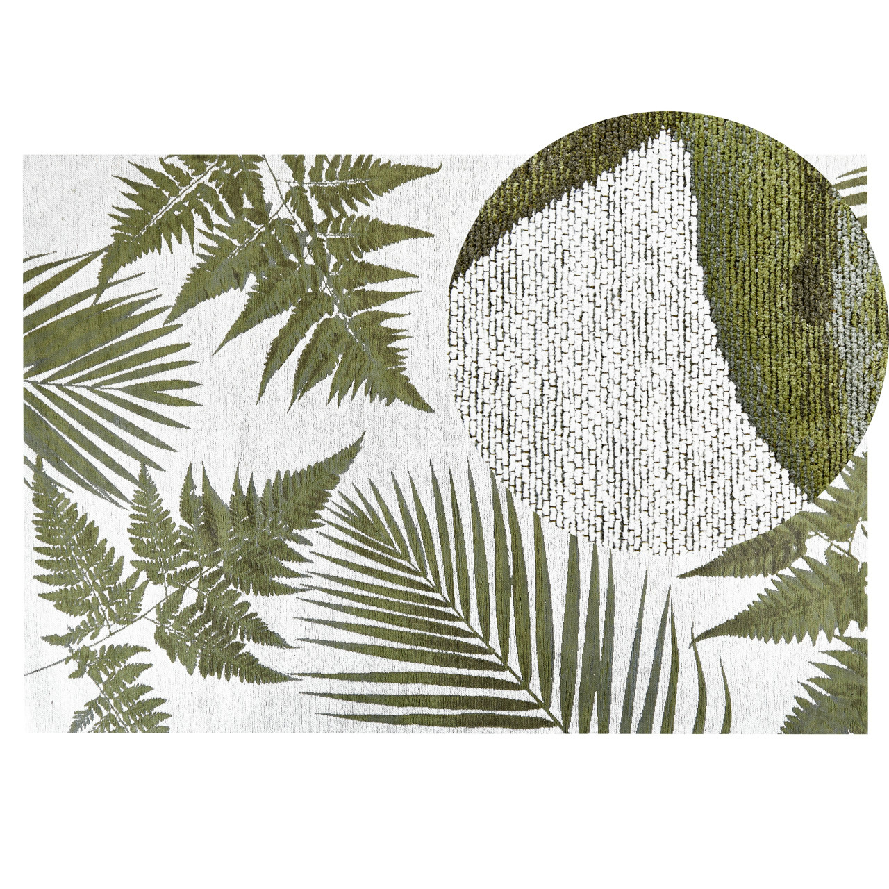 Tapete Com Inspiração De Natureza Beliani Barzah De Algodão Verde 140x200