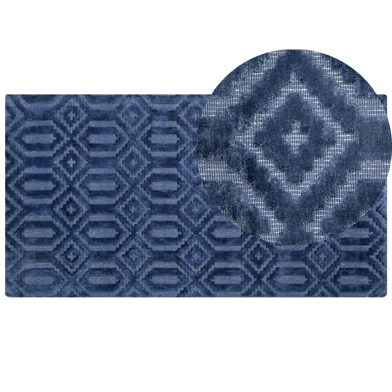 Tapete Moderno E Encantador Beliani Adatepe De Viscose Azul 80x150