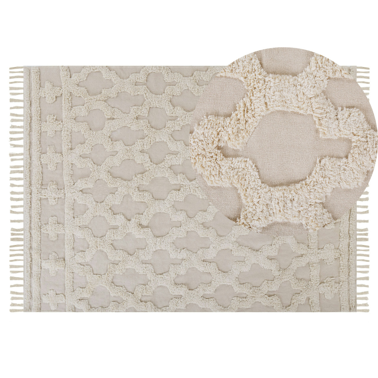 Suluova Moroccan pattern cotton rug cream