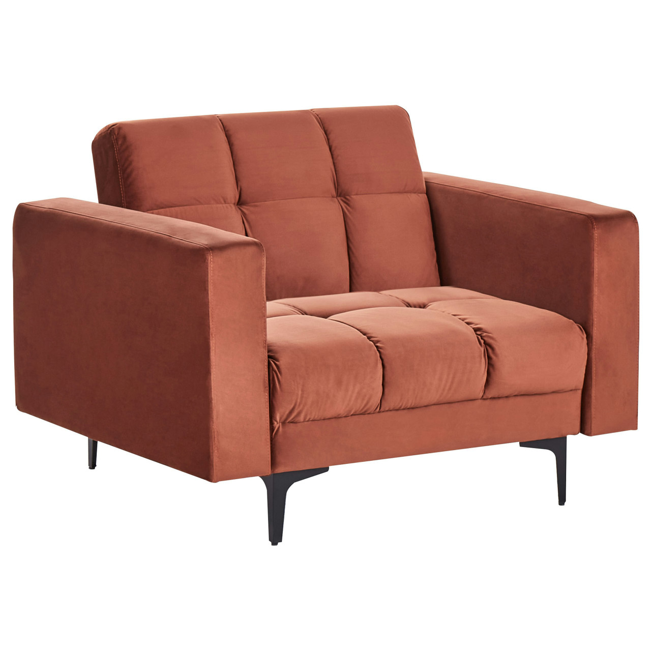 Alnes Velvet Armchair Red with Metal Frame