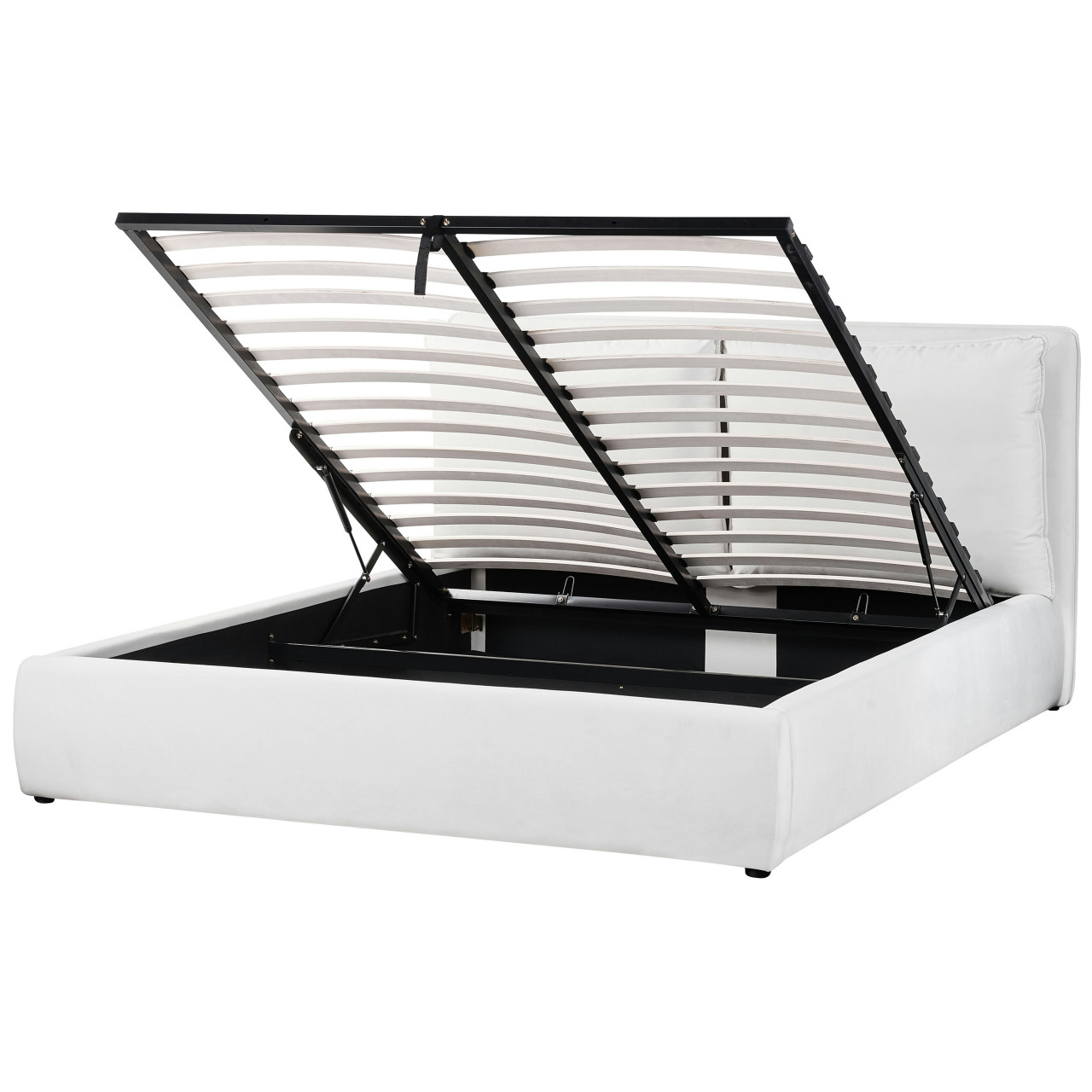 Cama De Casal Beliani Bajonna De Veludo Branco 184x235x102