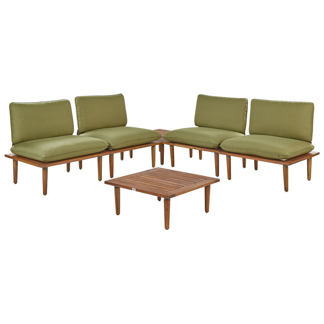 Lounge set 4 chairs and table in acacia wood