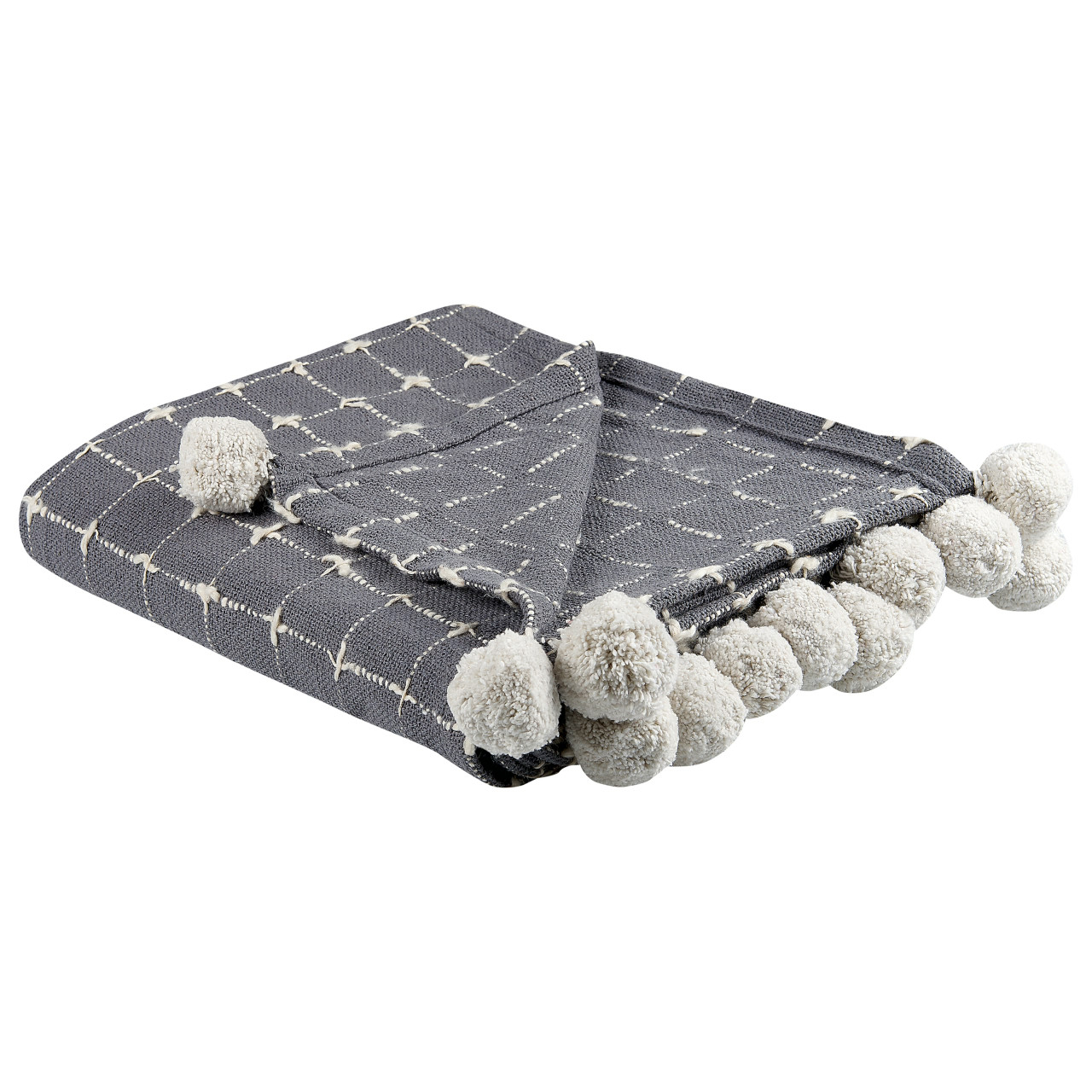 Yasam Cotton Throw with Pompoms