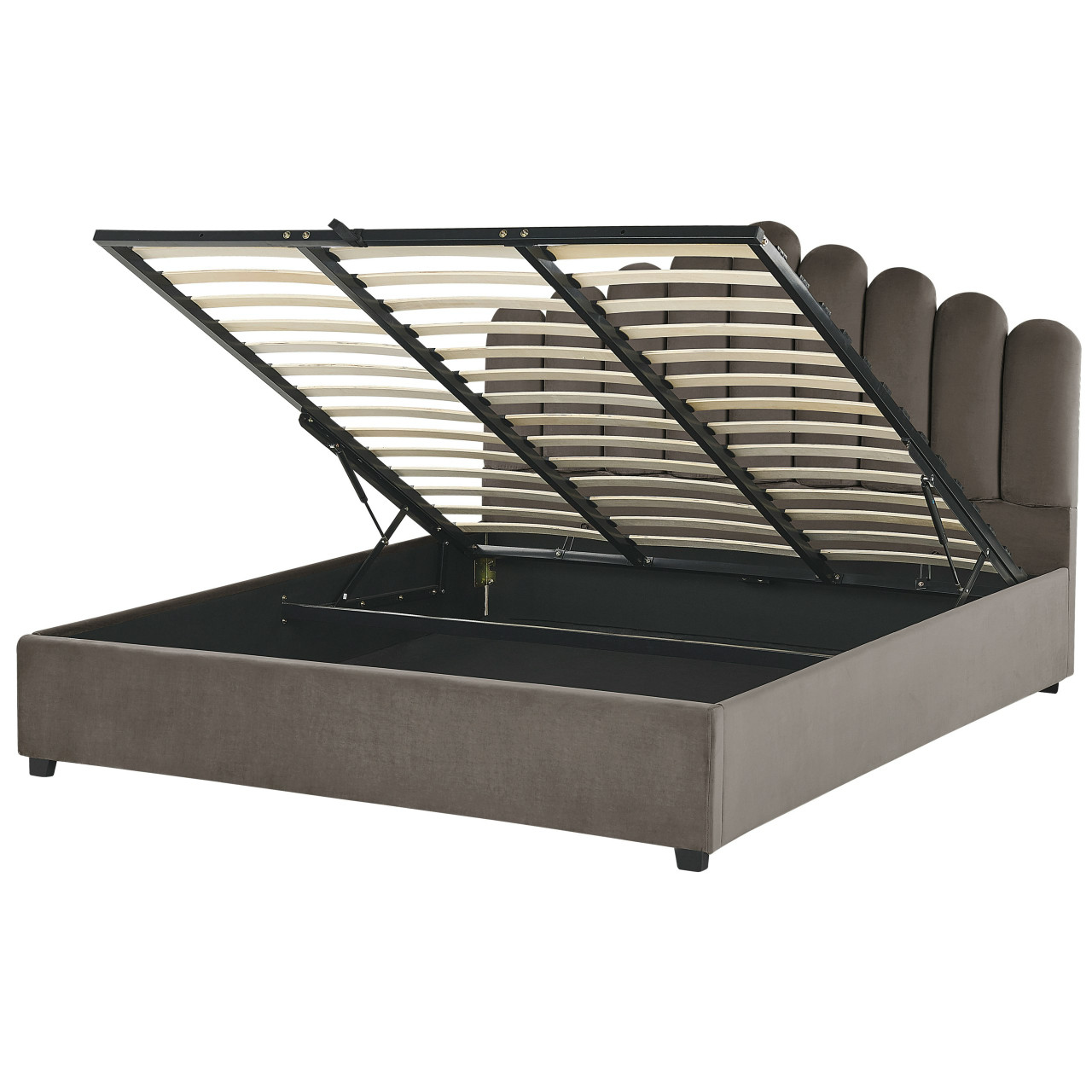 Vincennes velvet double bed with lift-up storage