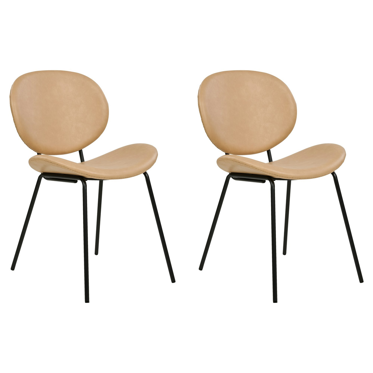 Sillas de comedor retro Luana piel sintética crema set de 2