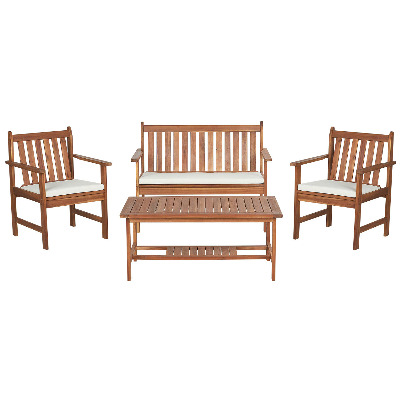 Conjunto lounge Altidona en madera de acacia con cojines
