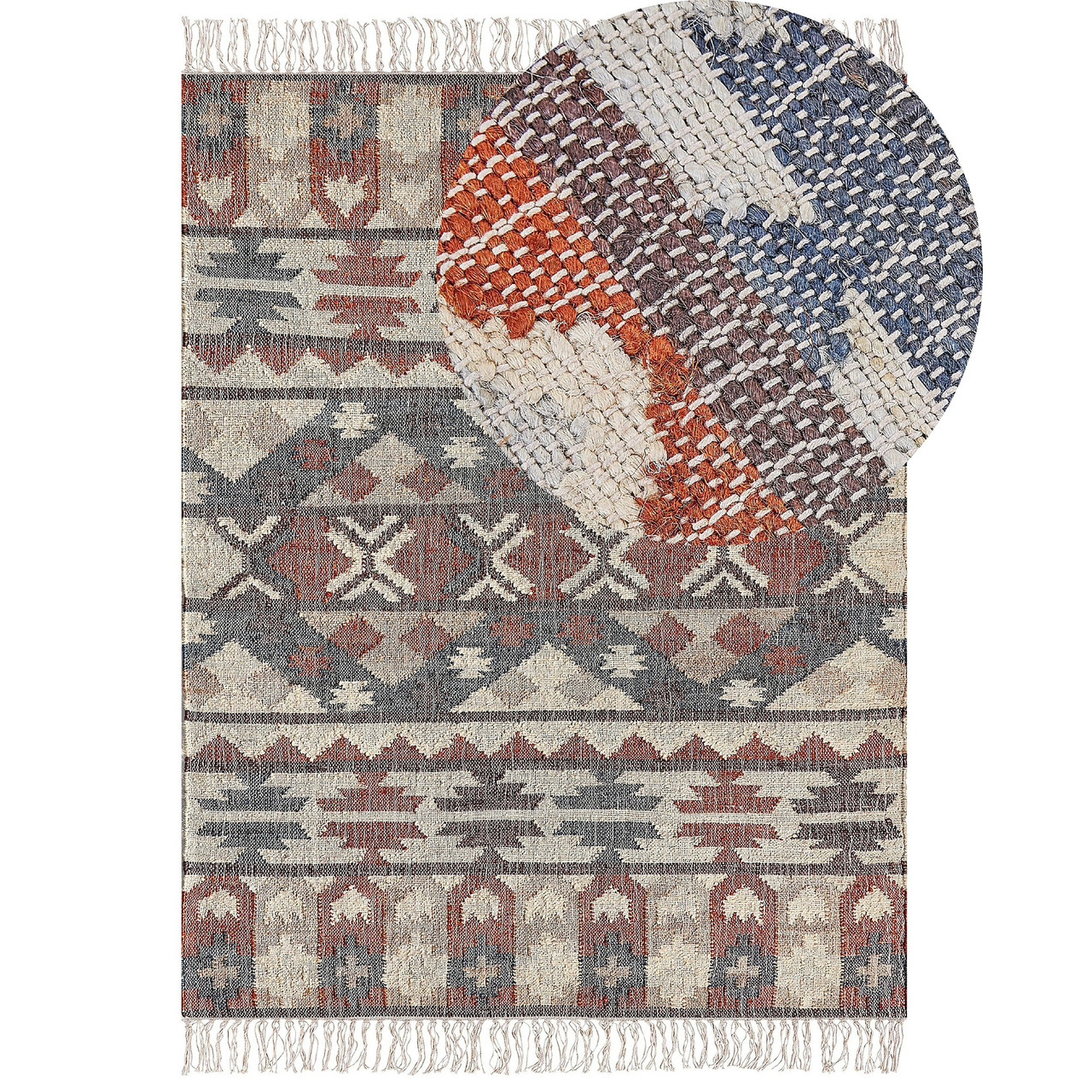 Tapete Tecido À Mão De Estilo Boho Beliani Kalfa De Juta Multicolor 160x230