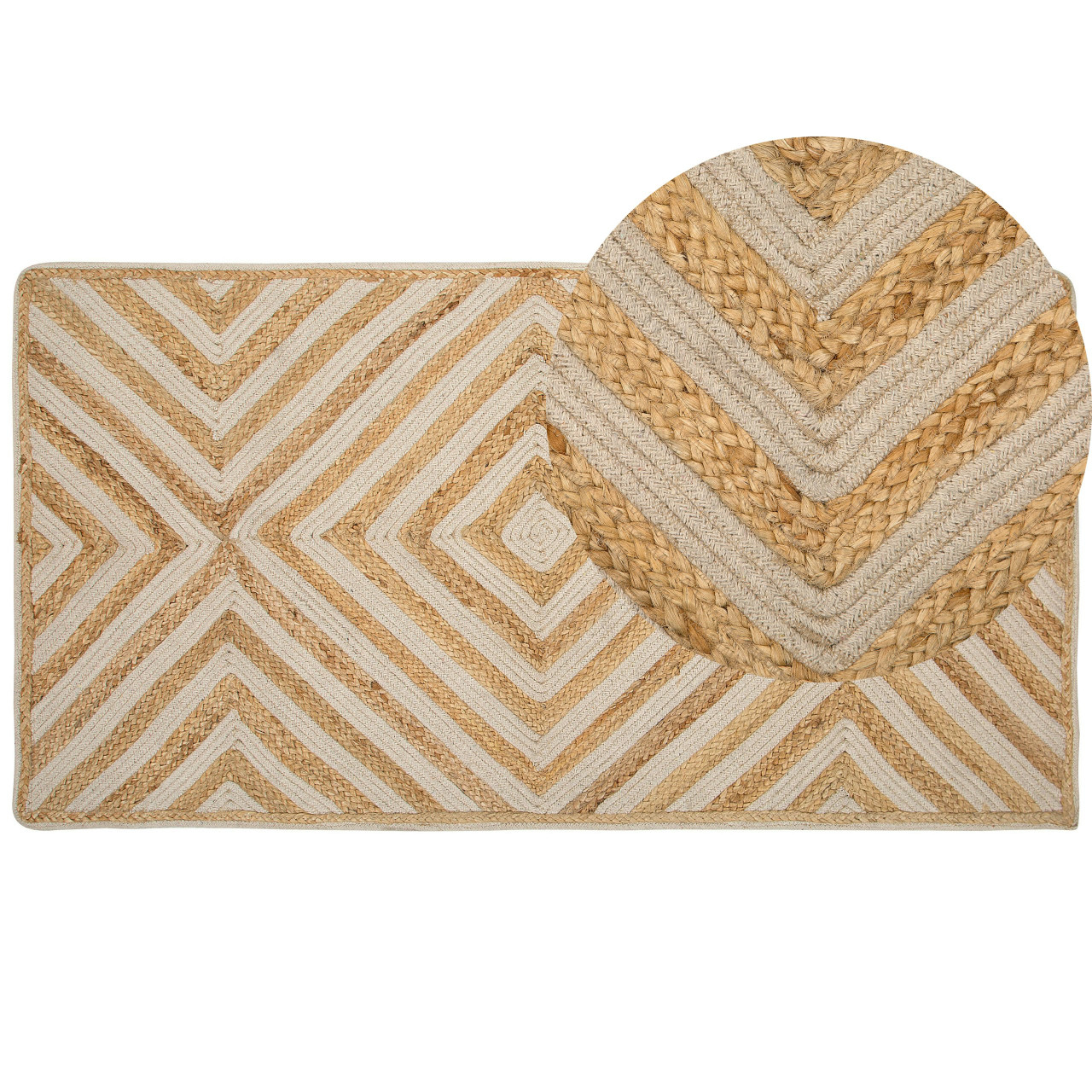 Boho rug Pirli cotton and jute cream