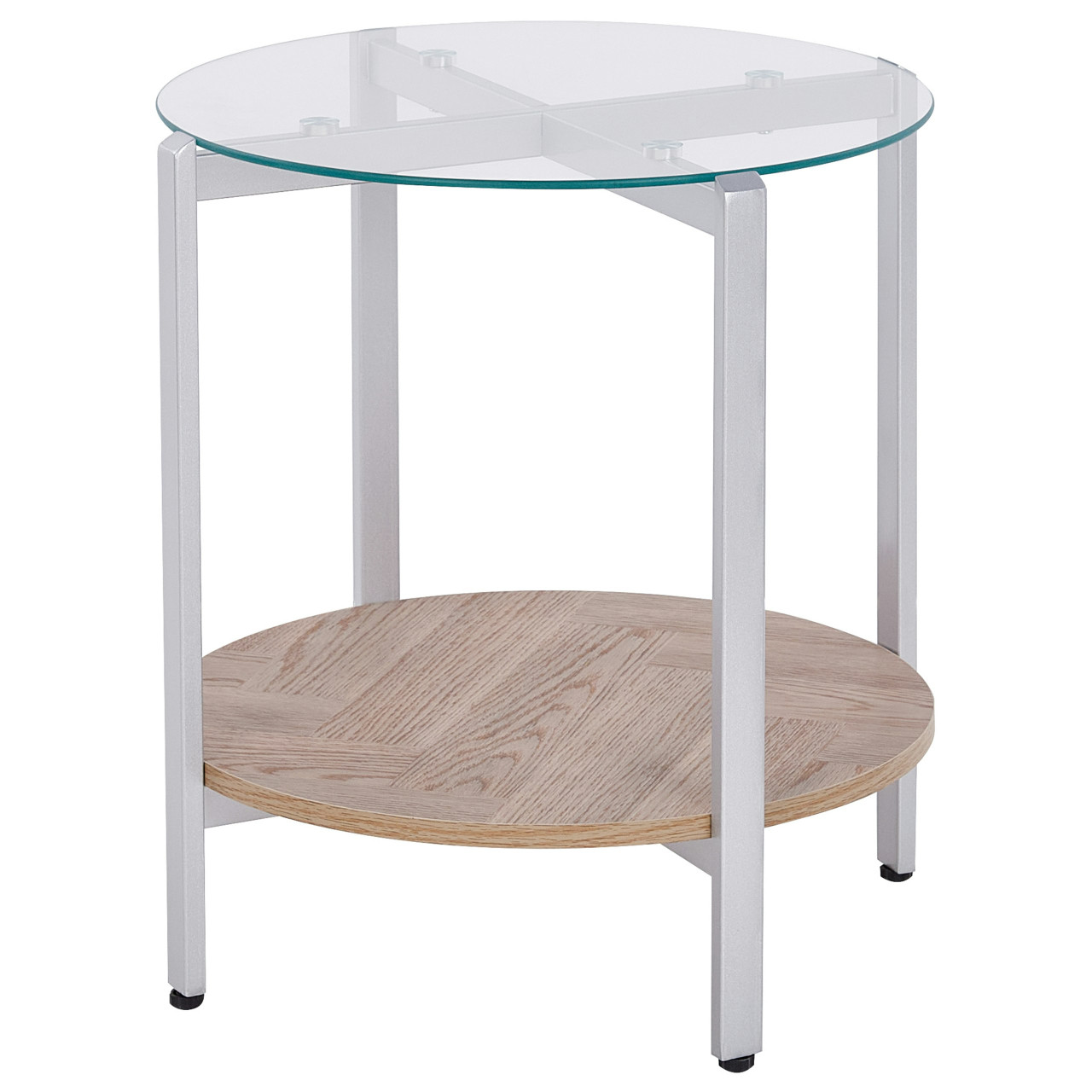 Mesa auxiliar Lovell en metal con tapa de vidrio templado