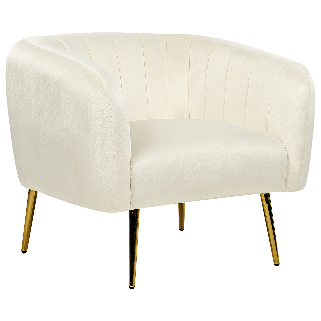 Sillón Laconia terciopelo crema con patas metálicas
