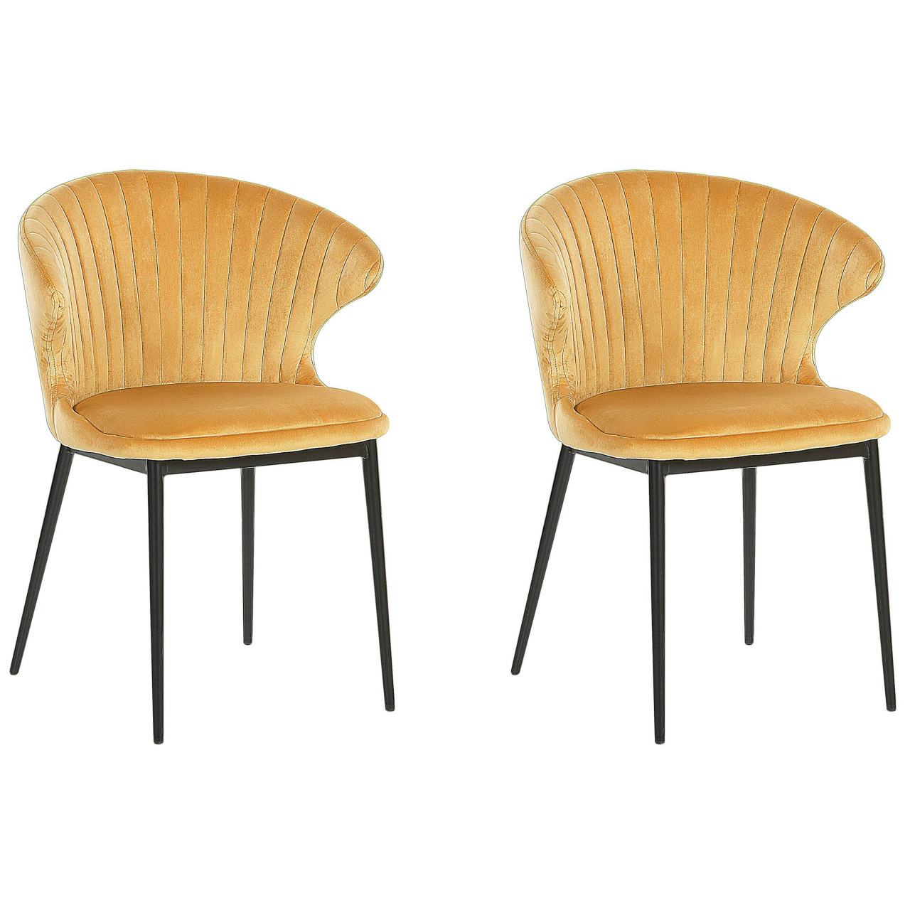 Augusta velvet dining chair mustard with metal legs