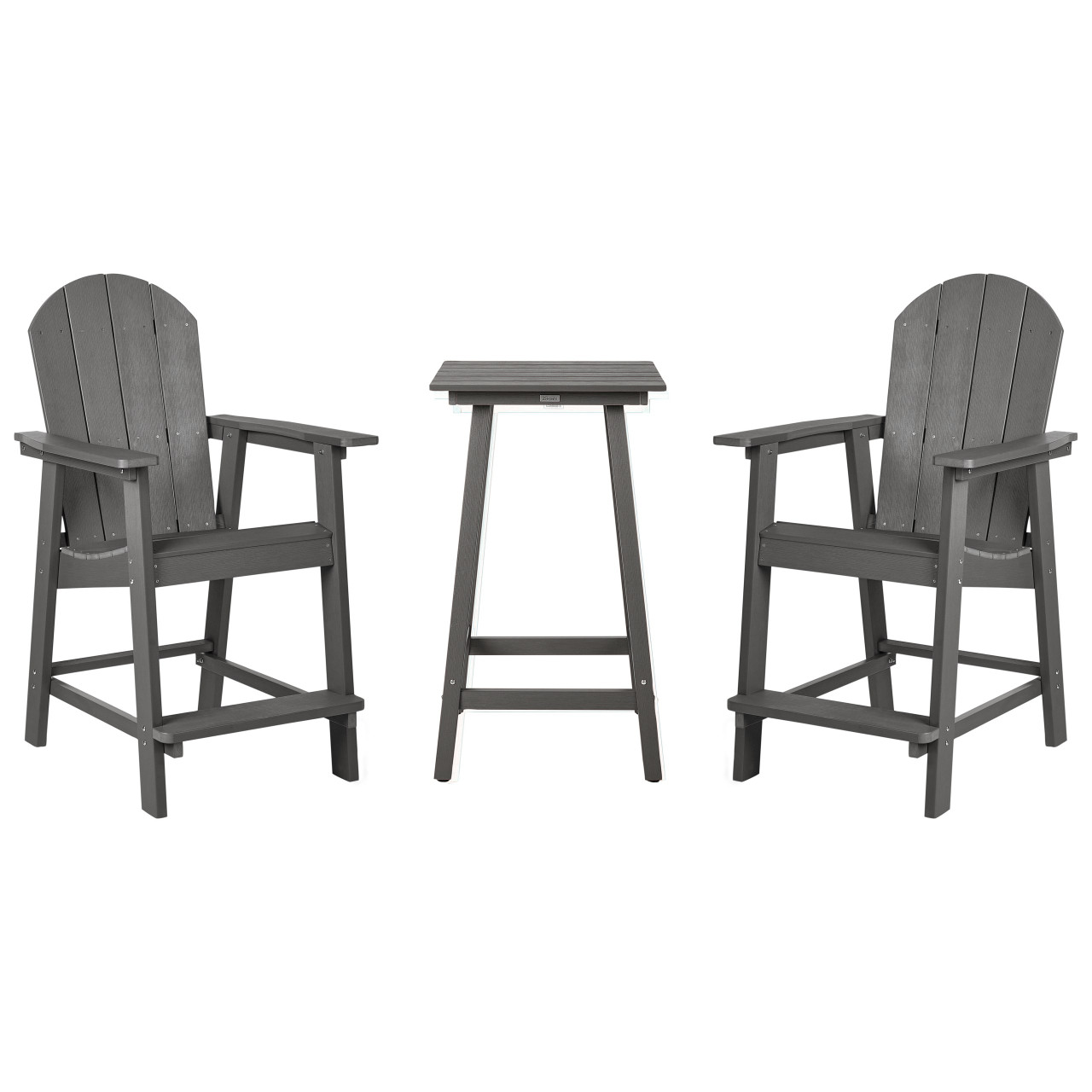 Adirondack bistro set in synthetic material grey