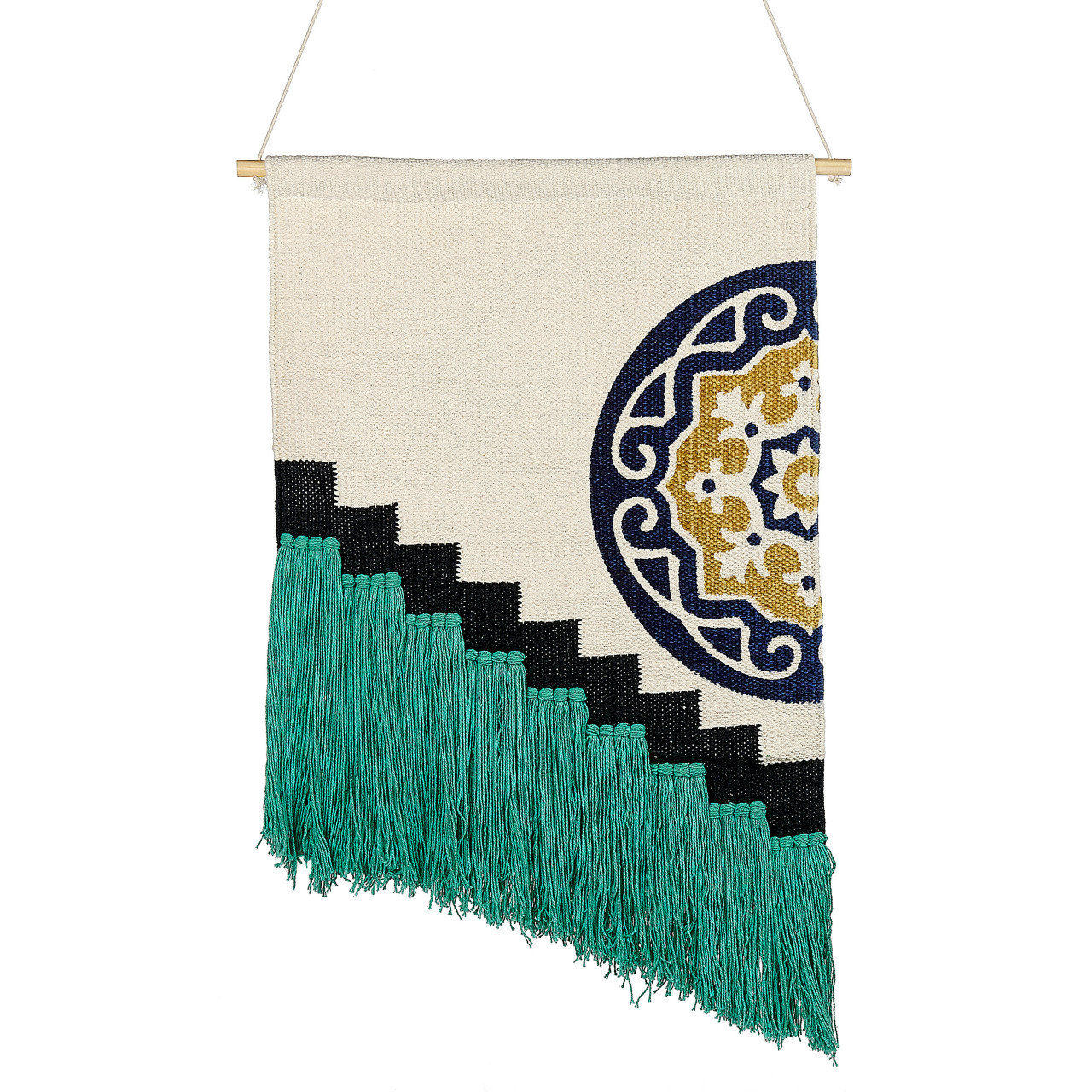 Decoración de pared boho Nowshera algodón con borlas