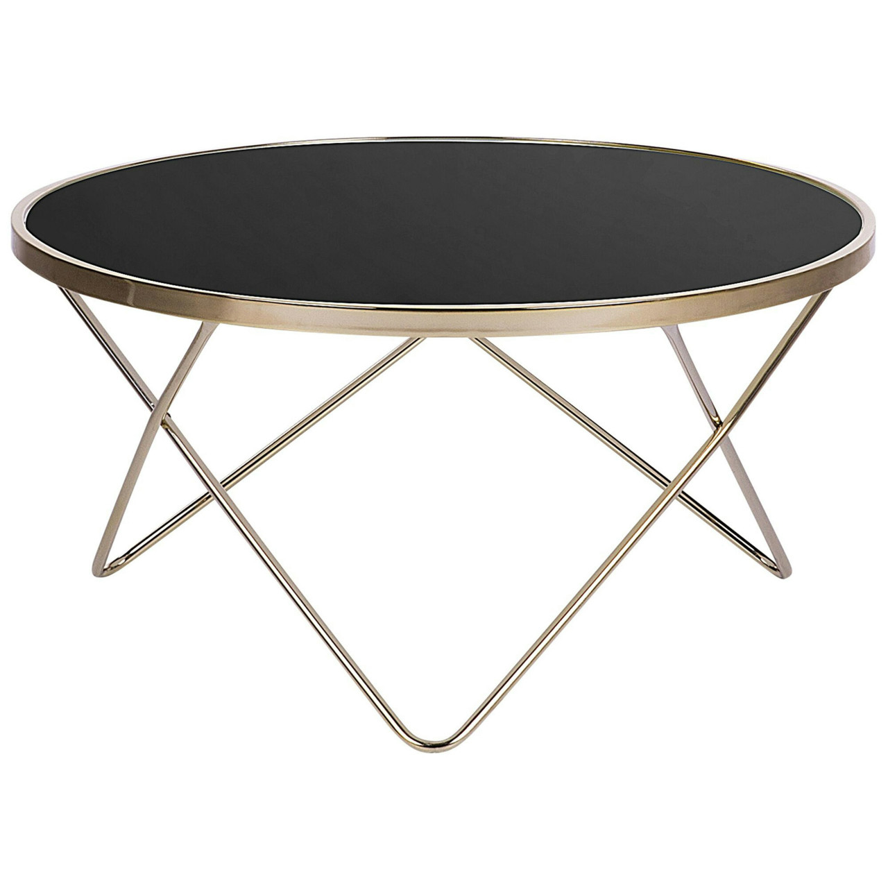 Mesa de centro Meridian tapa de vidrio templado base metálica