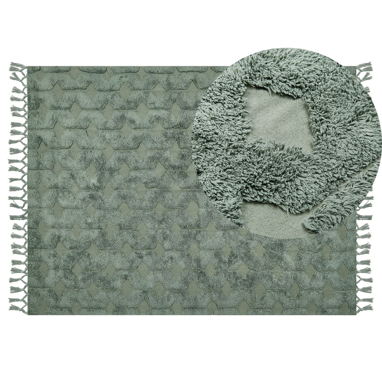 Kars cotton rug with tassels boho style