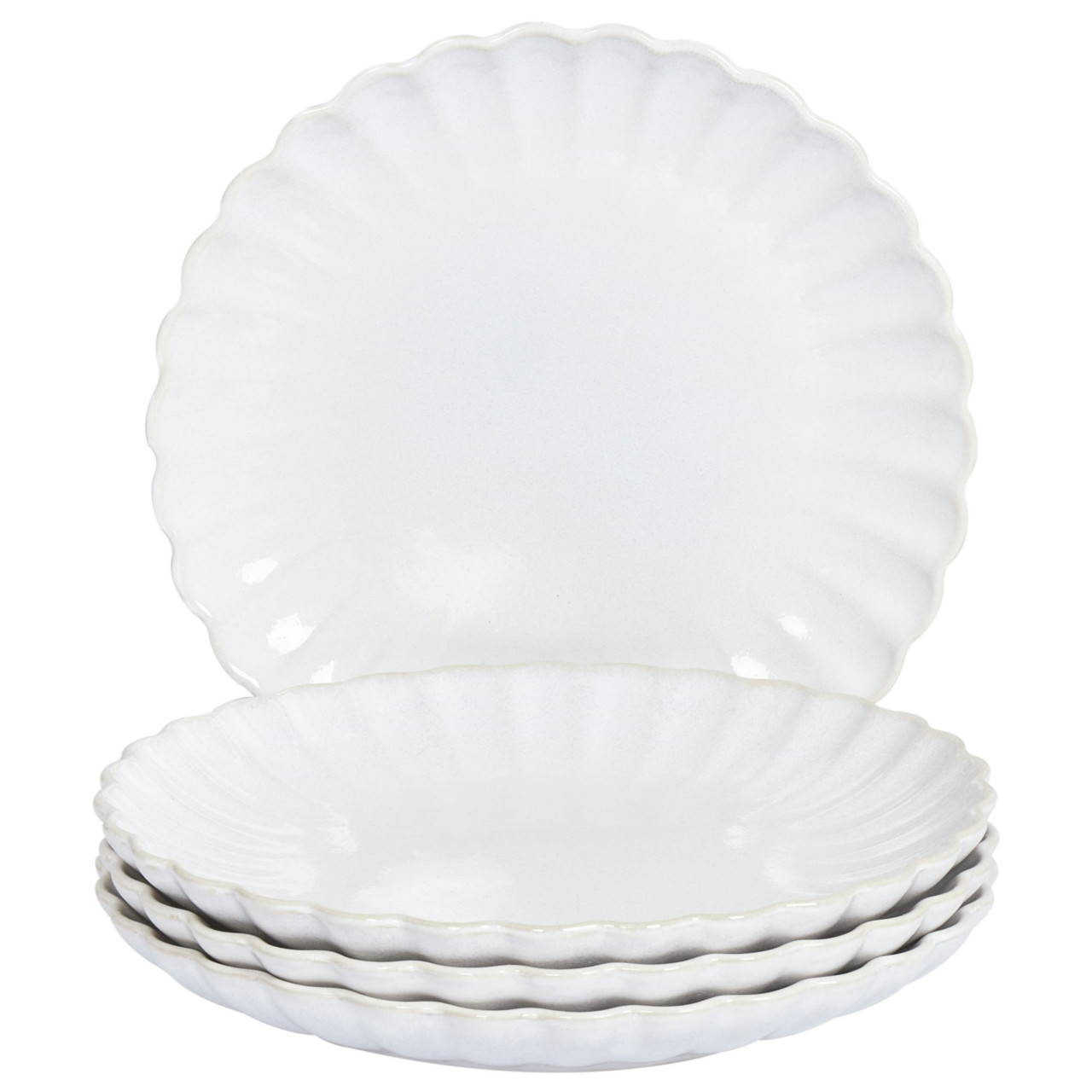 Juego 4 platos de postre Nettle gres blanco