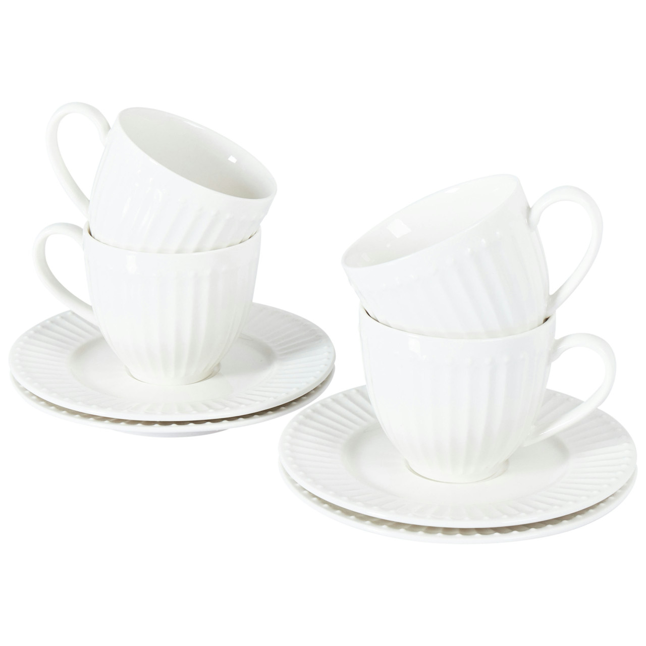 Conjunto de 4 tazas con platos porcelana Cowslip blanco