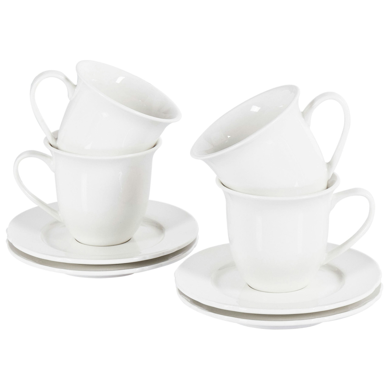 Juego de 4 tazas con platos porcelana Elderberry blanco