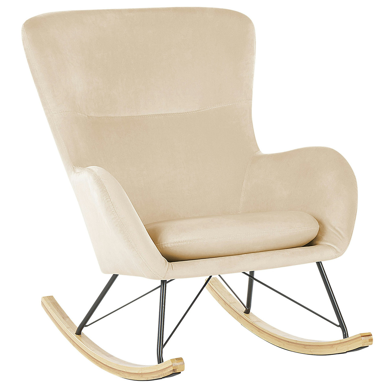 Sillón mecedor Ellan terciopelo crema