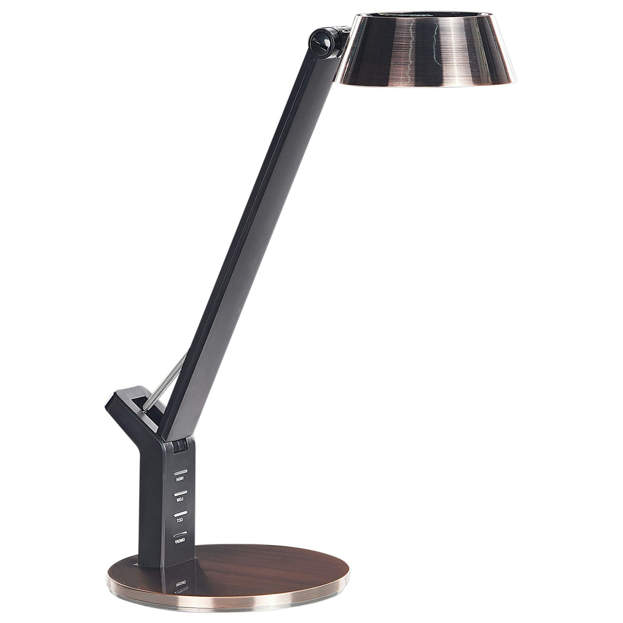 Lámpara de escritorio LED Chamaeleon acero y cobre