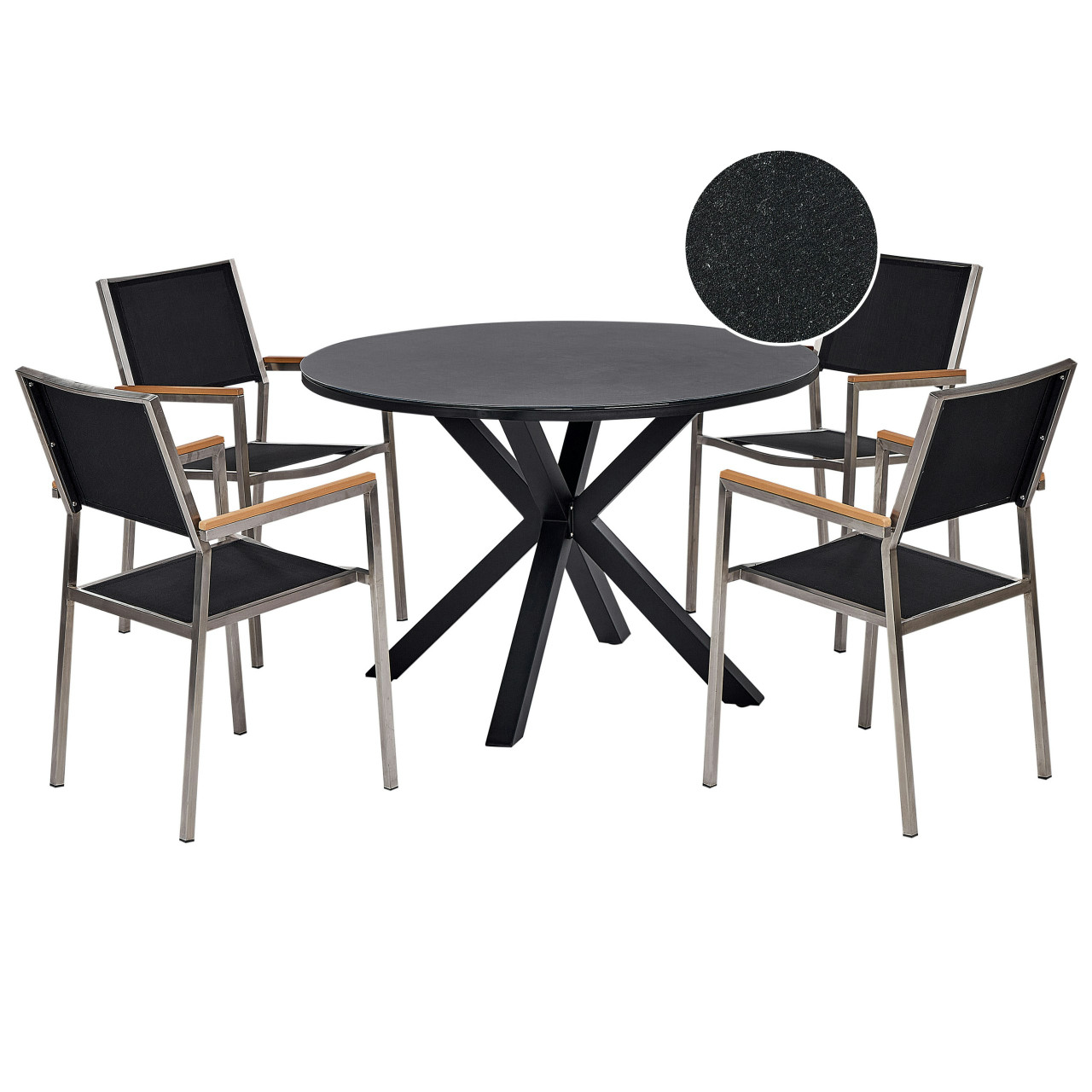 Conjunto de comedor exterior Maletto/Grosseto aluminio con sobre de vidrio cerámico para 4