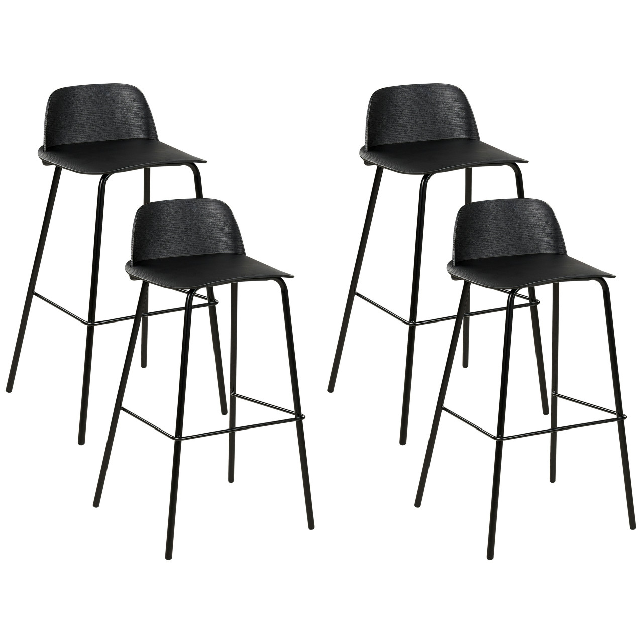 Set of 4 Mora Bar Stools Synthetic Seat Steel Frame Black