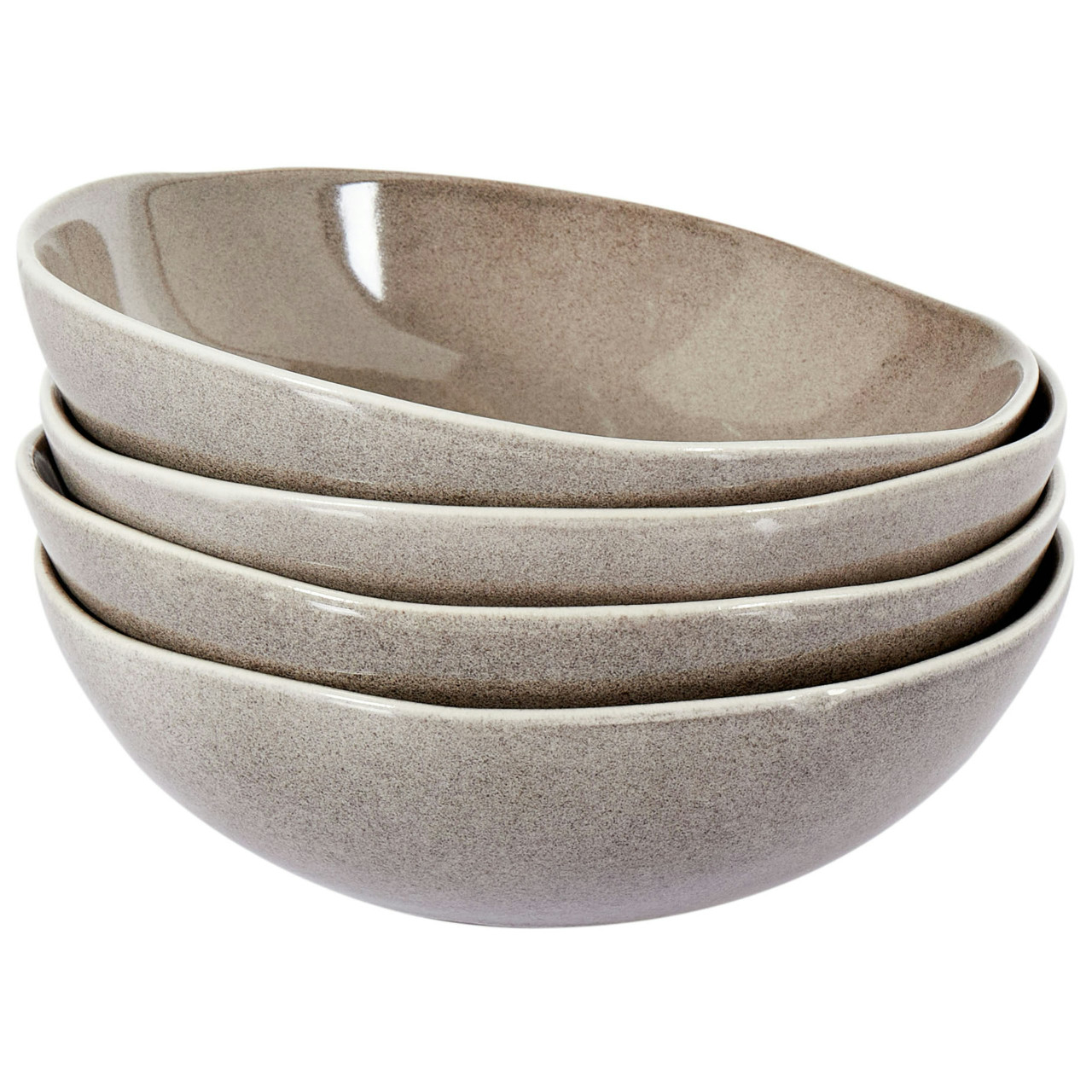 Set of 4 Costmary deep stoneware plates grey