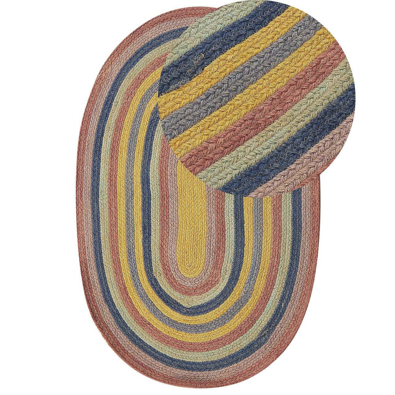 Alfombra infantil de yute Perewi multicolor oval