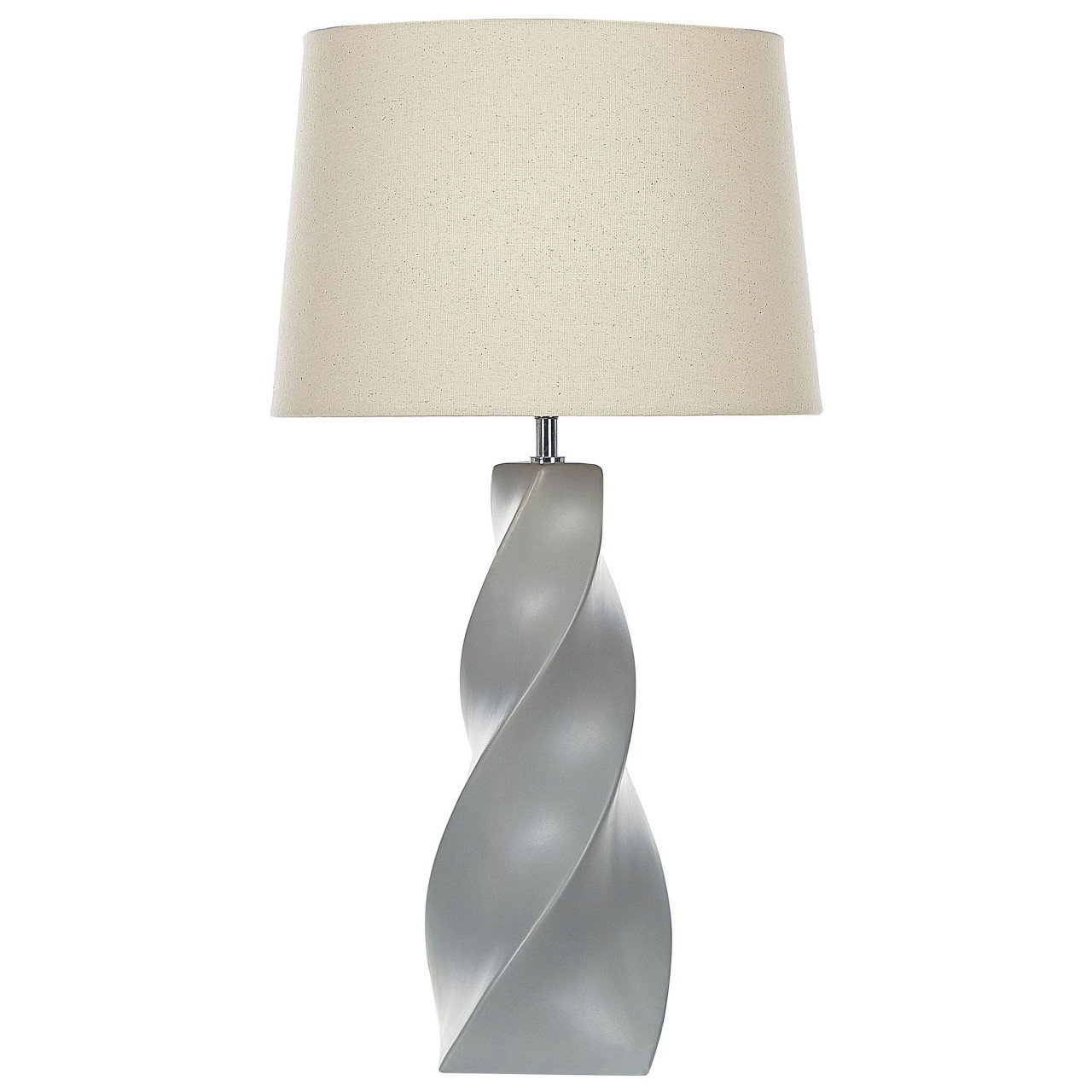 Lámpara de mesa Belaya base cerámica con pantalla de yute gris