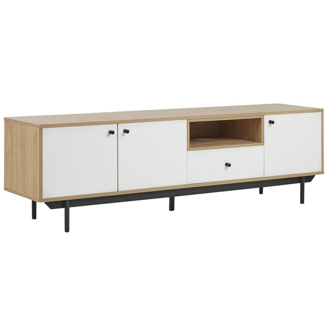 Mueble TV Itaca en tablero derivado de madera con patas metálicas