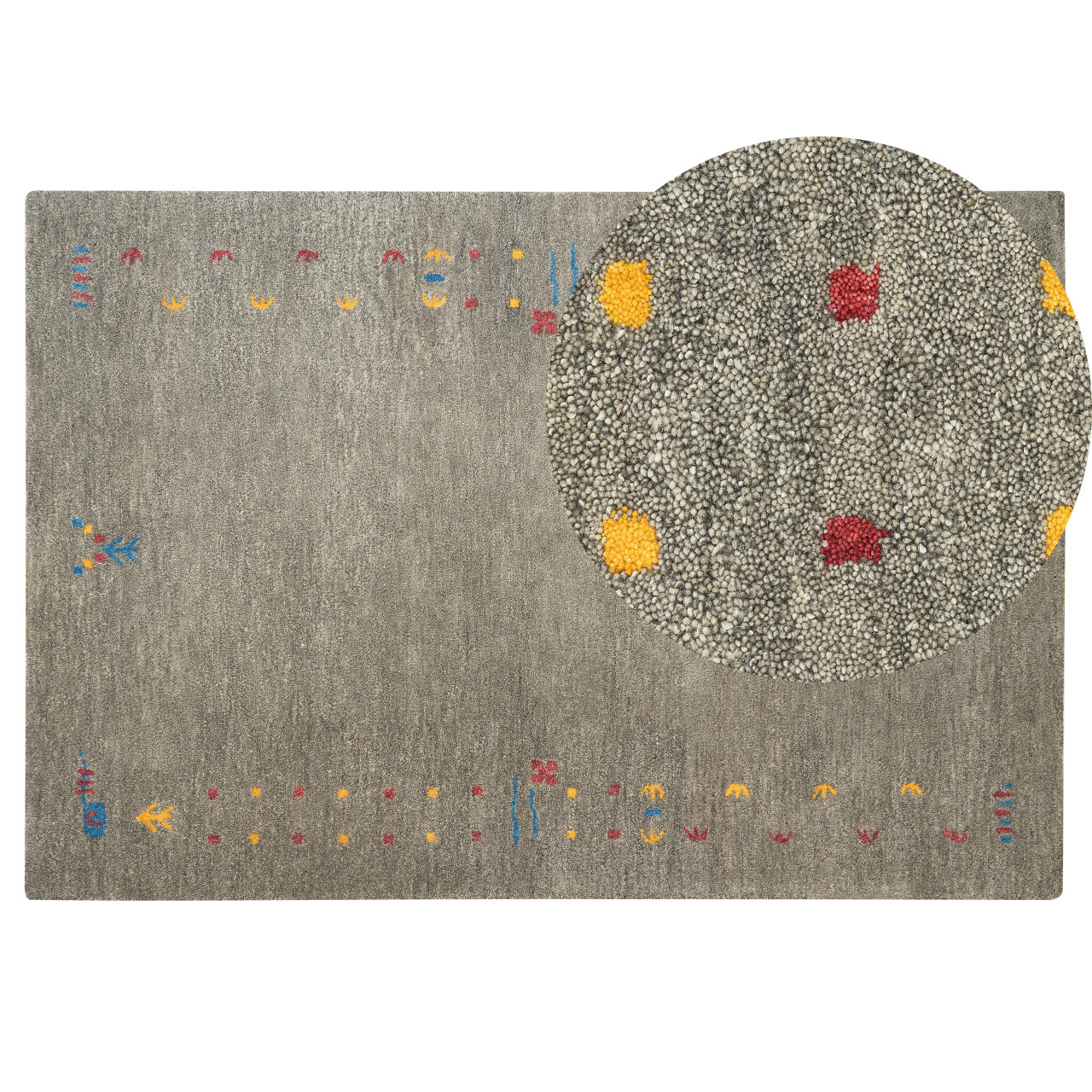 Tapete De Estilo Boho Beliani Seymen De Lã Cinzento 140x200