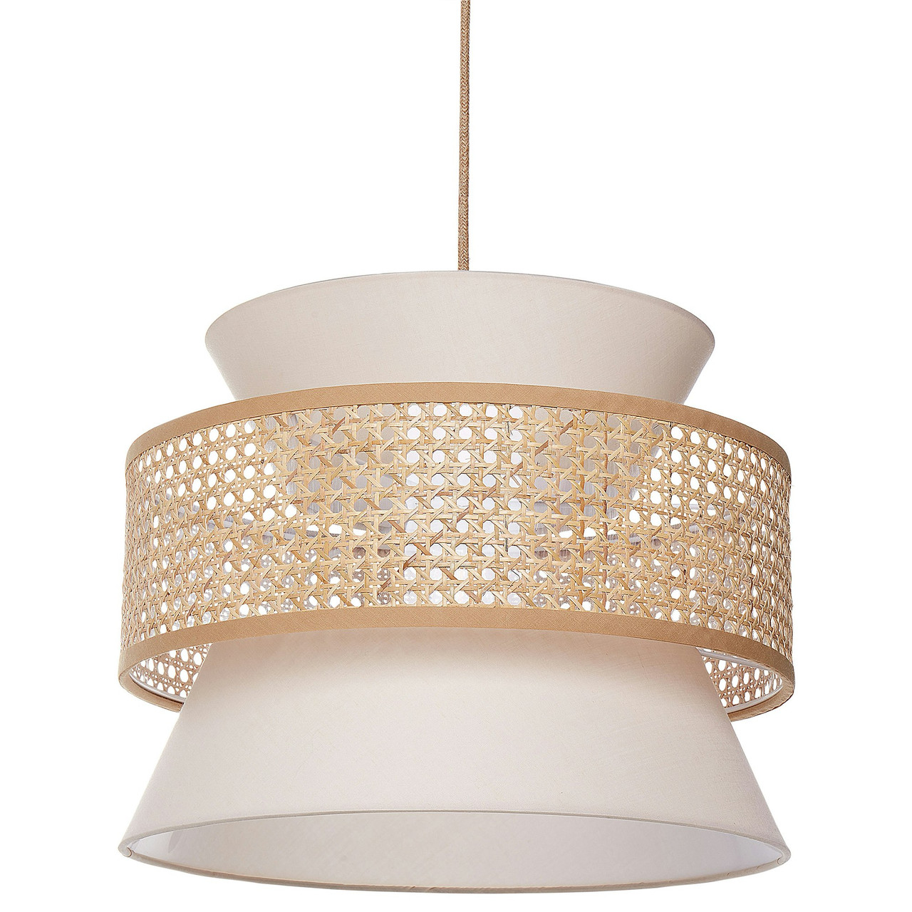 Lámpara colgante Luyano rattan crema