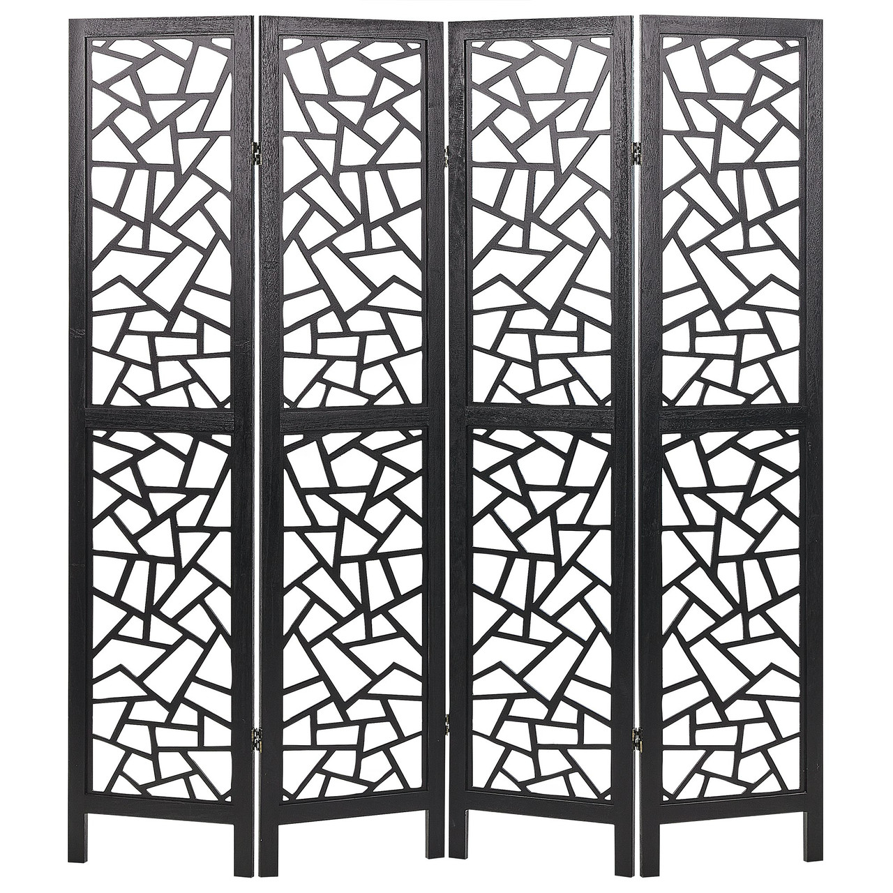 Biombo plegable Pianlargo en madera de paulownia pintada negro