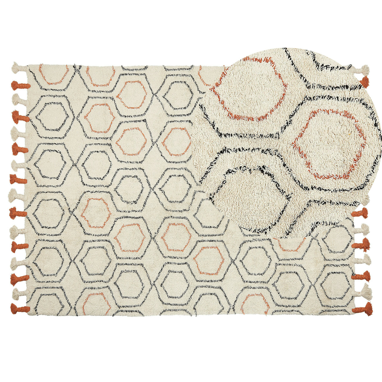Alfombra Hajipur de Algodón con Borlas Crema