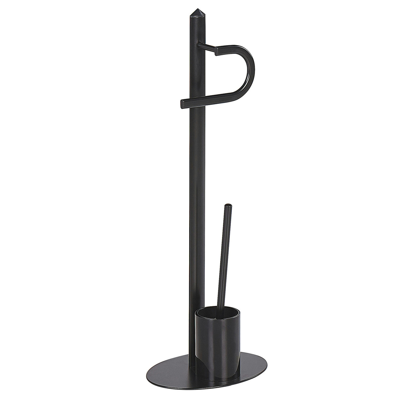 Soporte papel higiénico con escobilla acero negro
