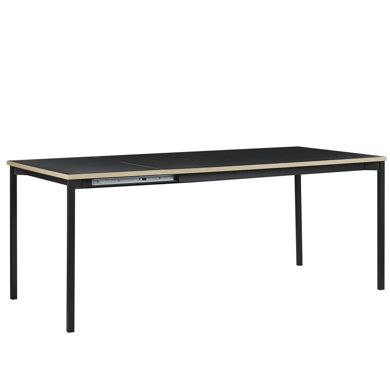 Extendable dining table Avis in black MDF with metal legs