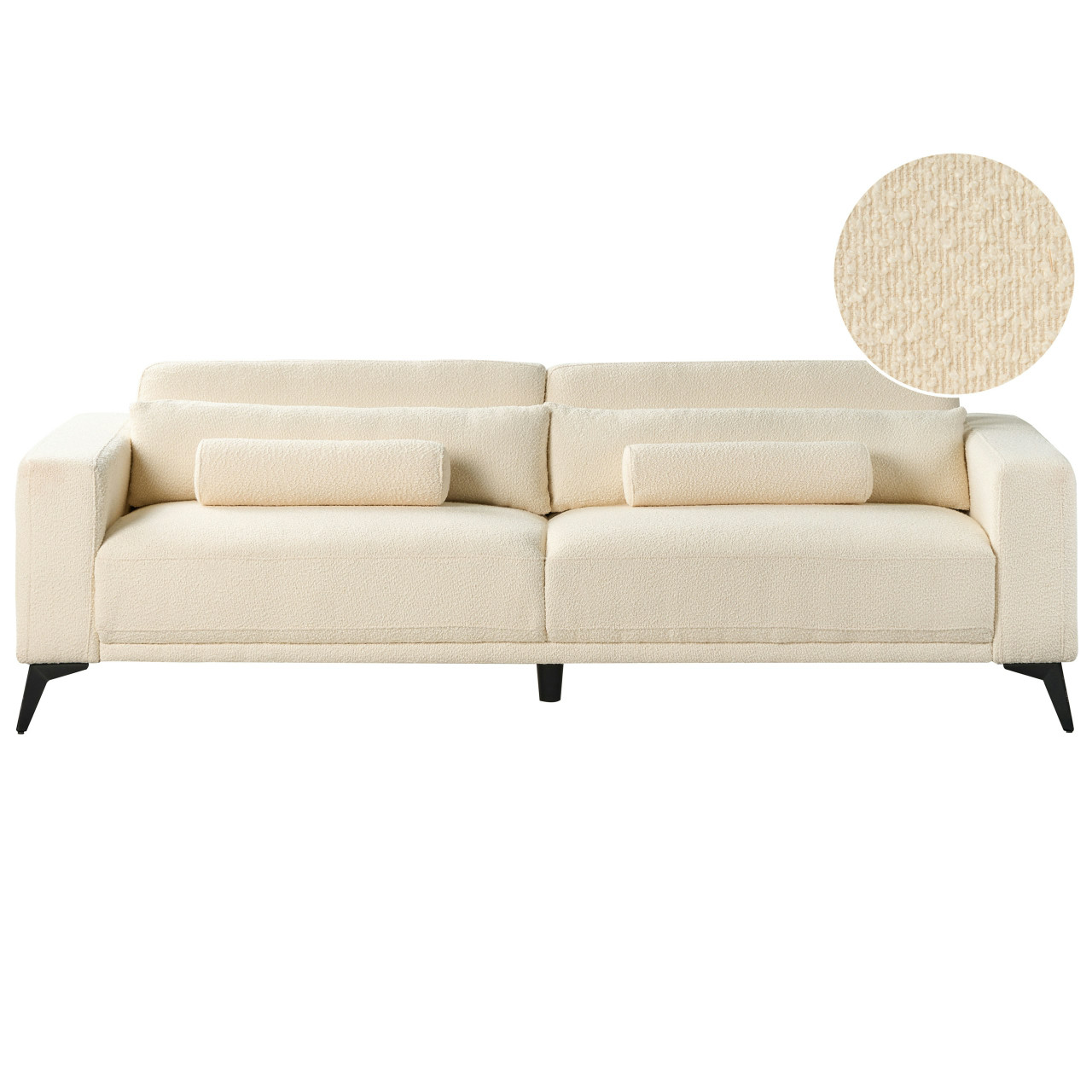 Ange 3-seater sofa bouclé white with metal legs