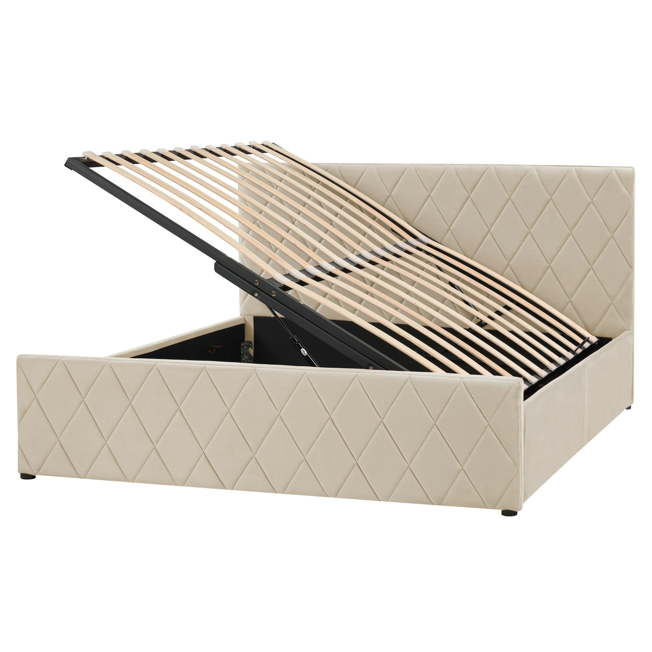 Cama doble Rochefort de terciopelo con almacenamiento elevable