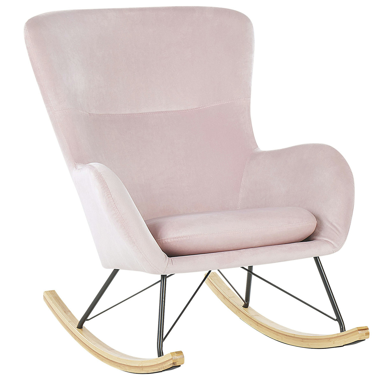 Sillón mecedora Ellan terciopelo rosa