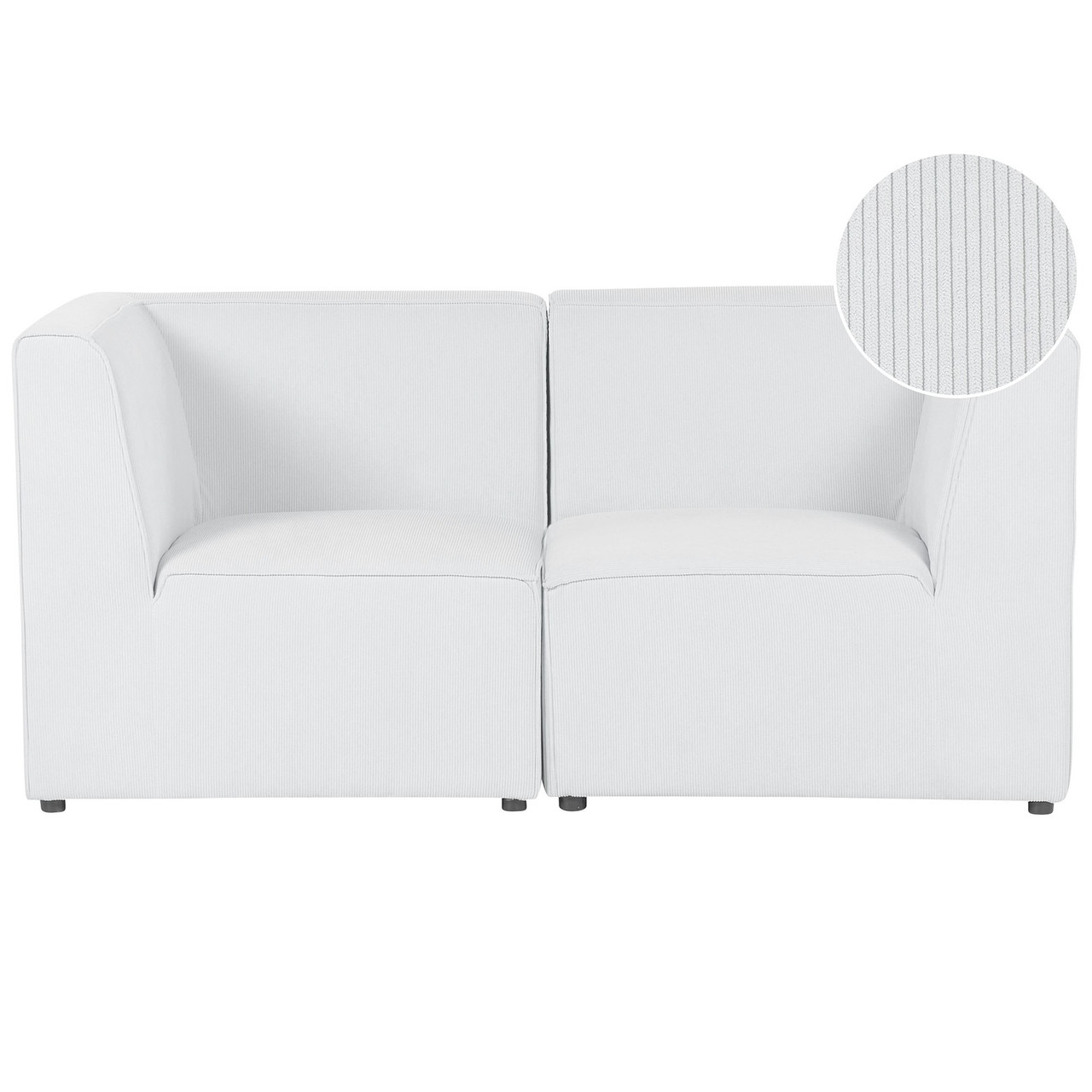 Moderno Sofá Modular De 2 Lugares Beliani Lemvig De Bombazine Branco 166x83x78
