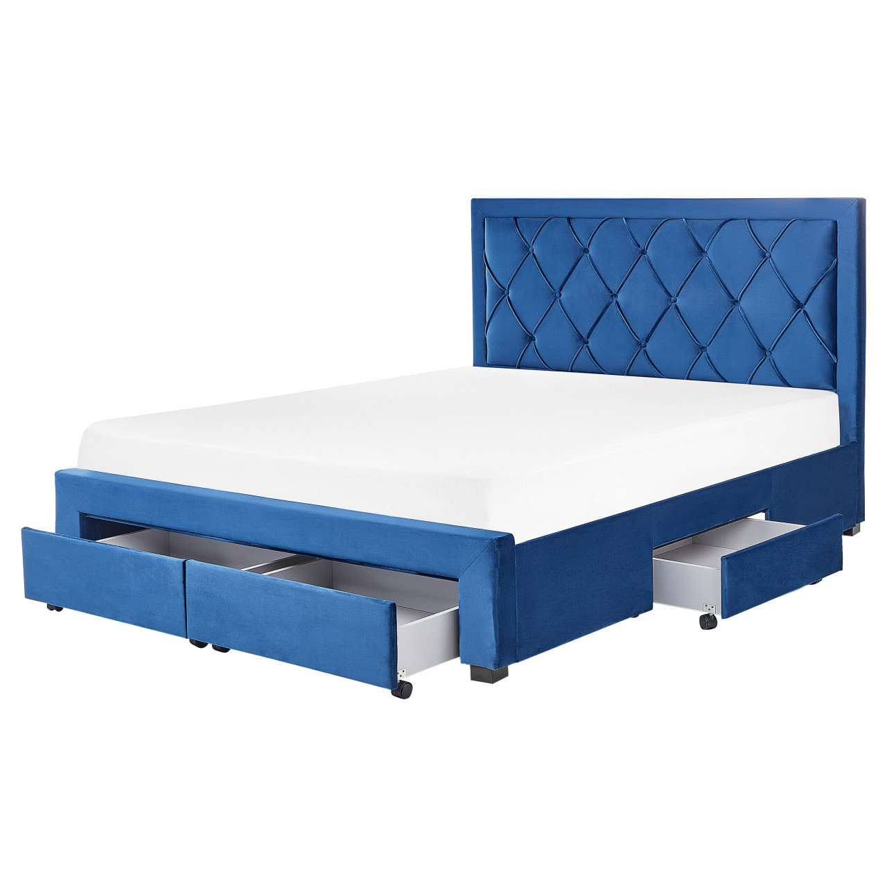 Cama doble Lievin de terciopelo con almacenamiento