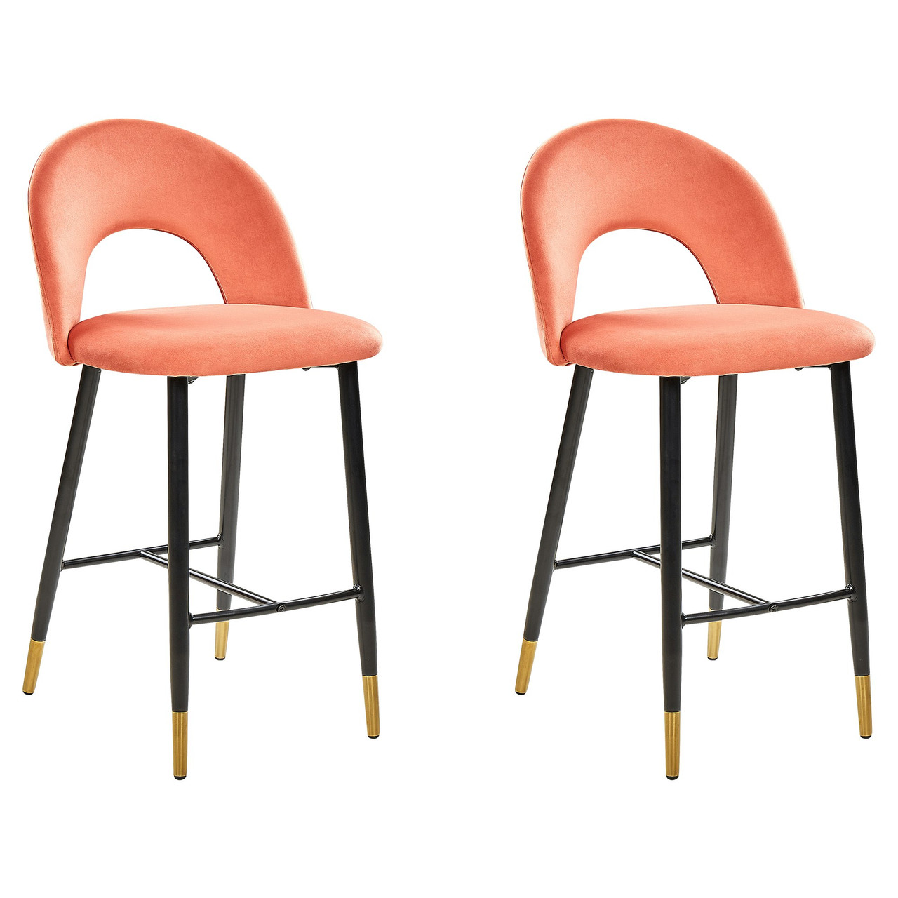 Conjunto 2 taburetes de bar Falton en terciopelo rojo