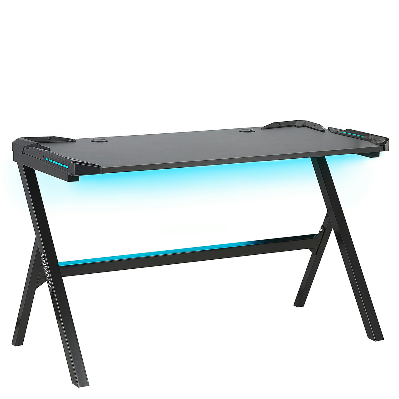 Danvers gaming desk in black laminated MDF with RGB LEDs