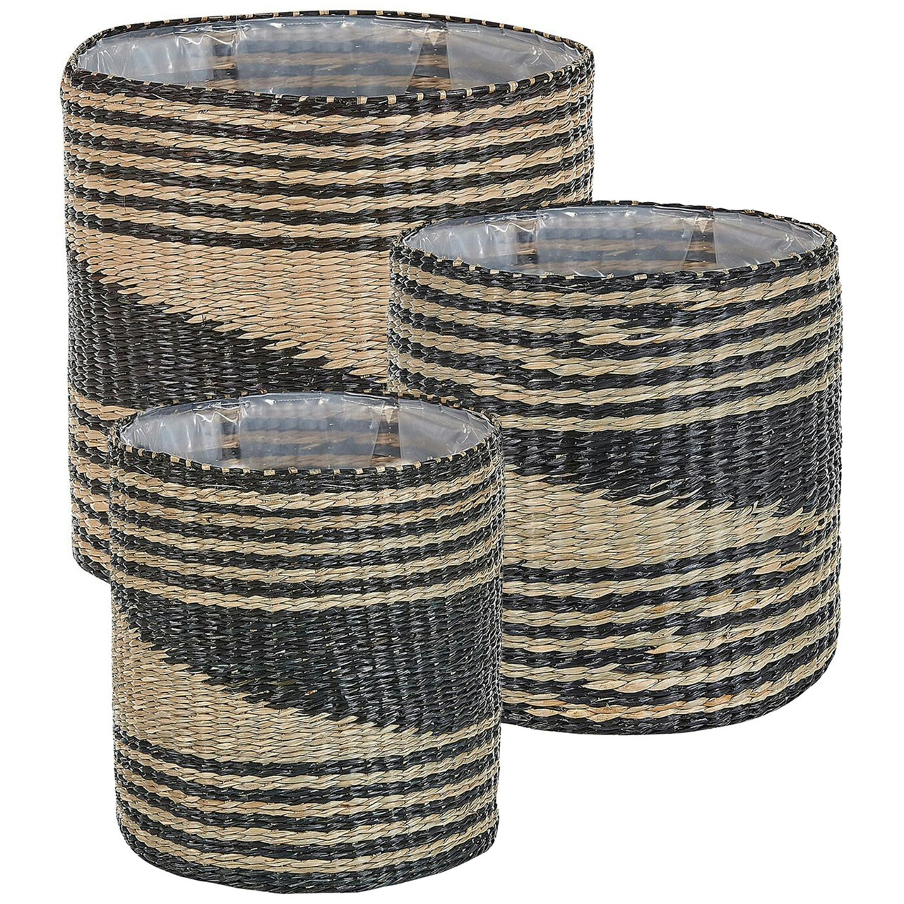 Conjunto de 3 maceteros interiores de fibra de alga con revestimiento sintético