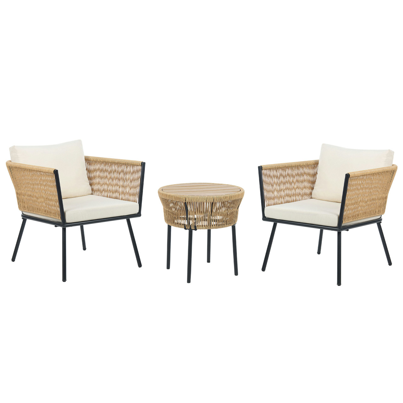 Conjunto bistró Gargano ratan sintético crema