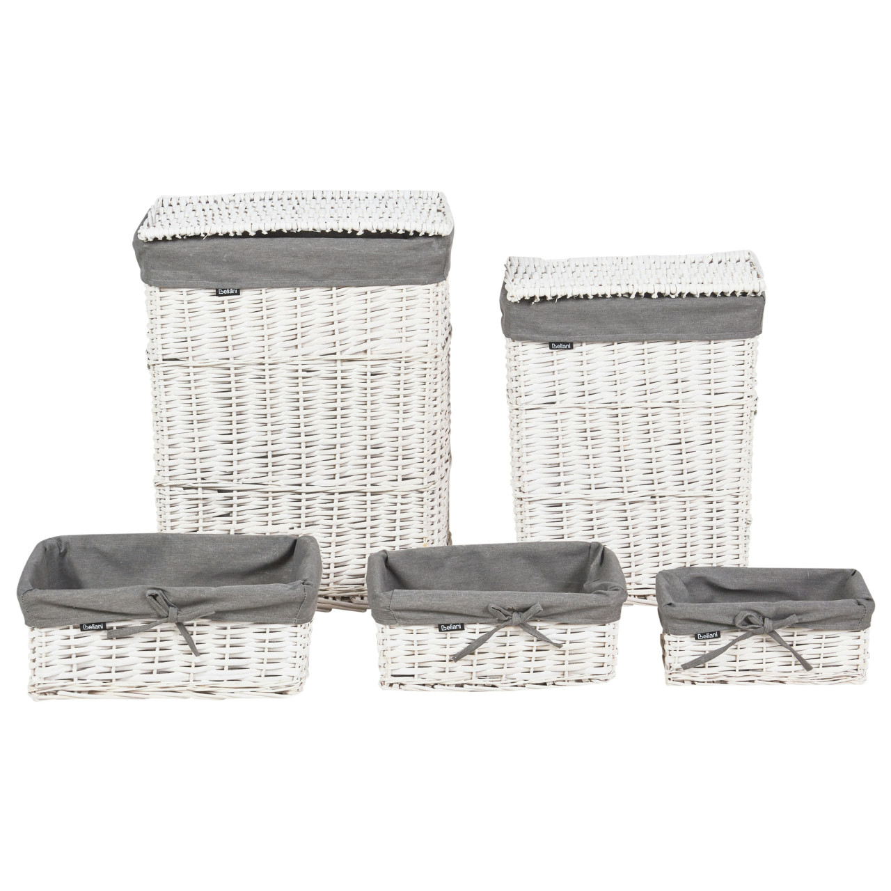 Juego 5 cestas de mimbre Ella gris