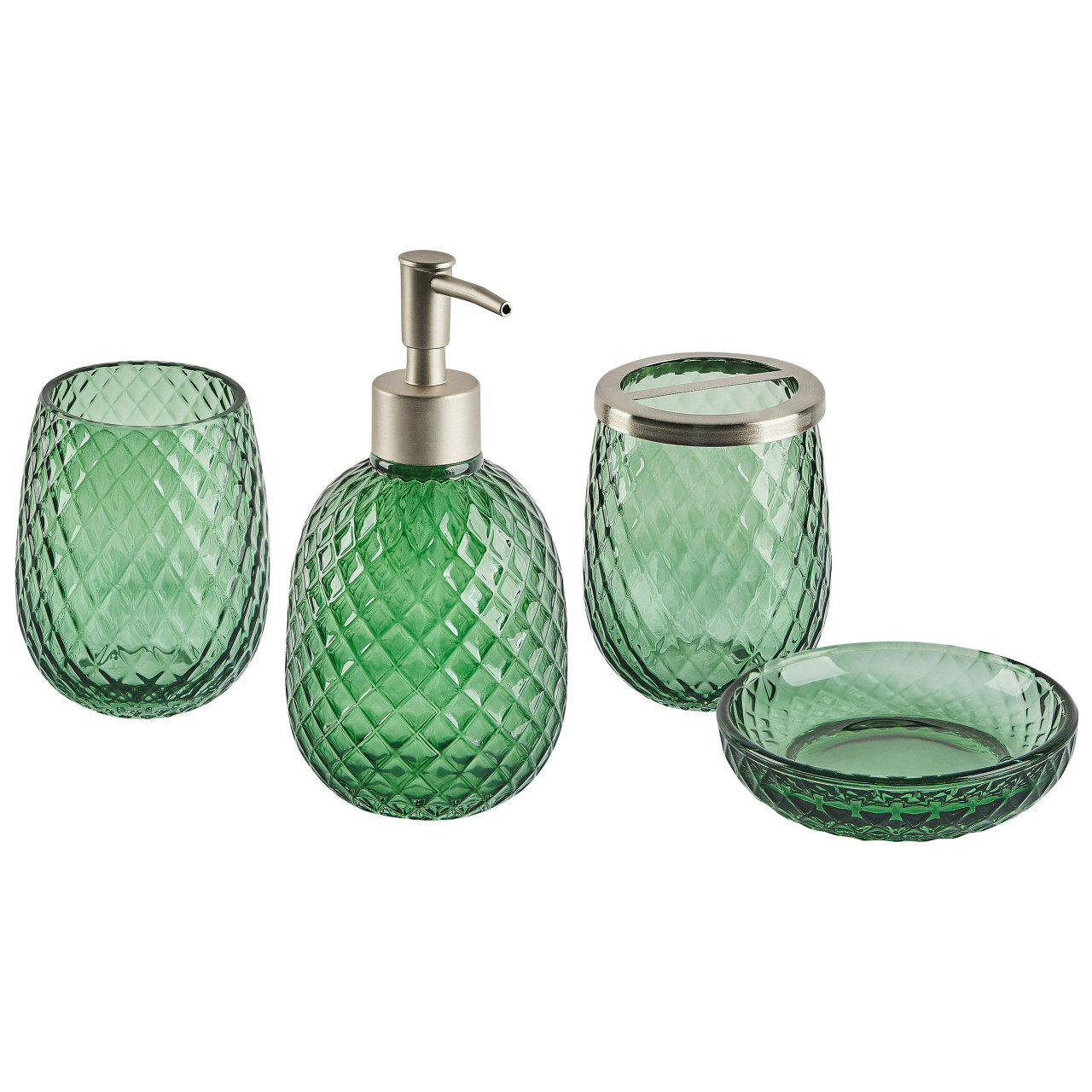 Juego de accesorios de baño Canoa vidrio verde